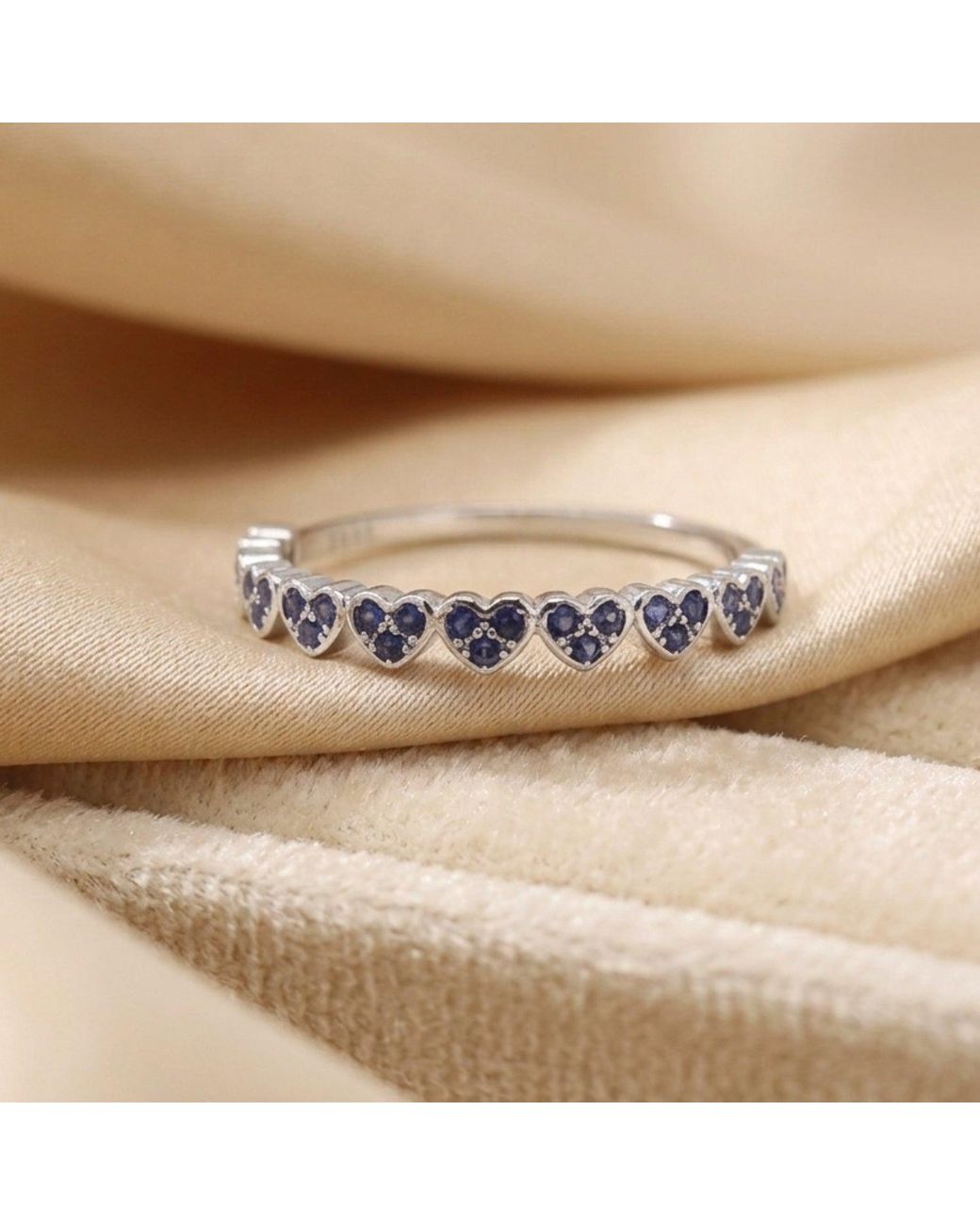 Sophelia Blue Sterling Sapphire September Birthstone Heart Eternity Ring