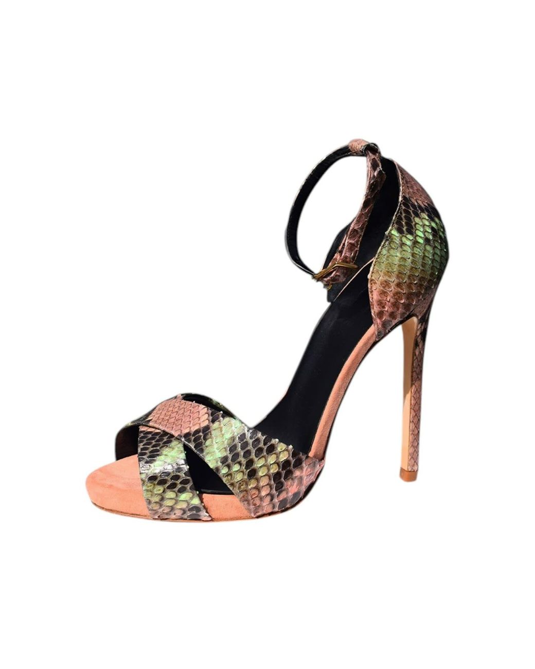 Aethra Shoes Black Anther Ankle Strap Sandal Stiletto Heels