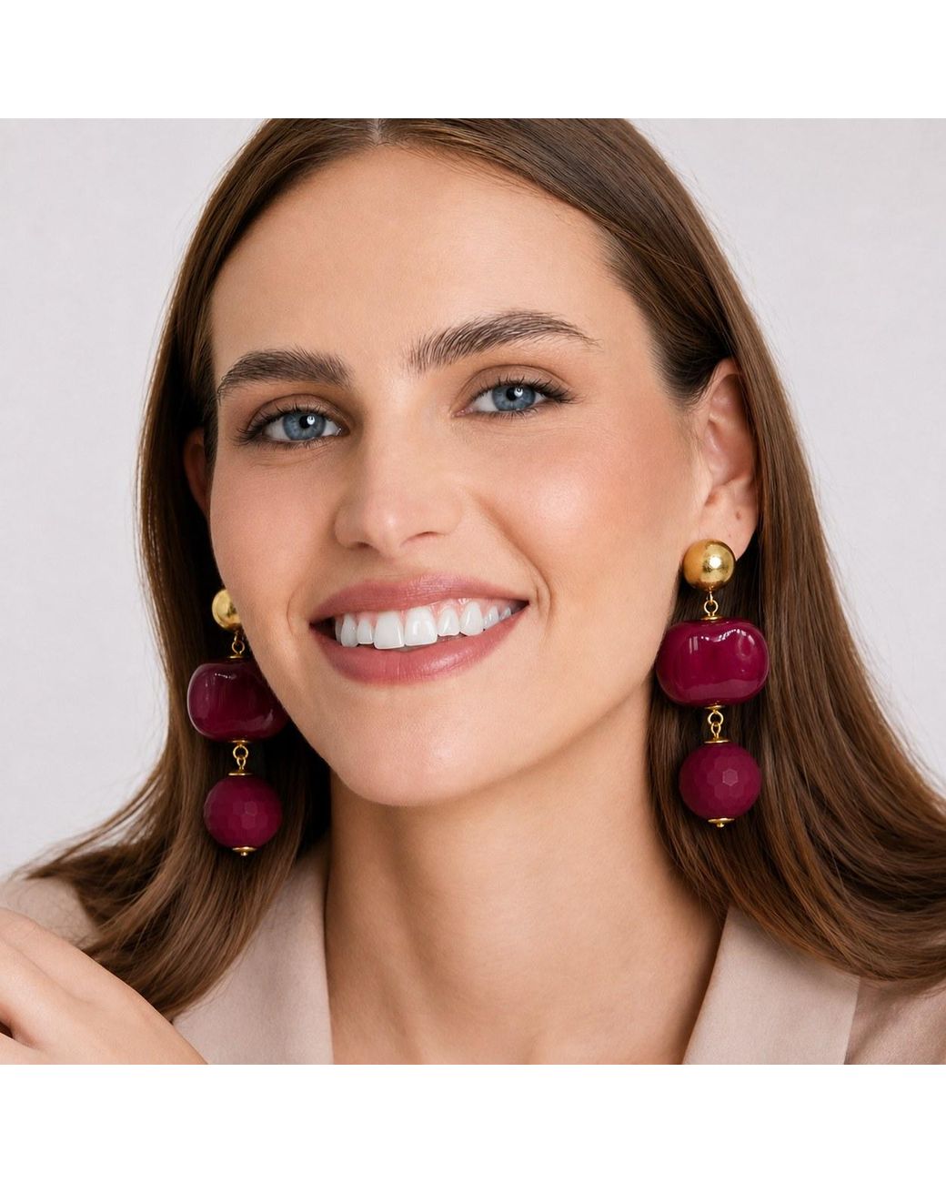Michael Nash Jewelry Red Analise Triple Burgundy Resin Drop Pierced Earrings