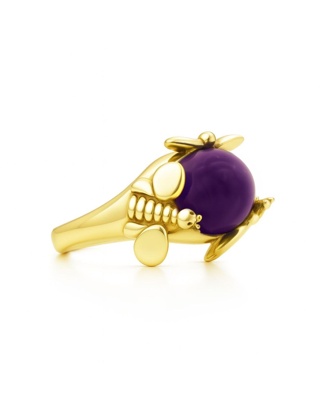 Unaloe Yellow Plated Natural Amethyst Statement Ring – Gemstone Luxury Ring For Handmade Artisan Jewelry