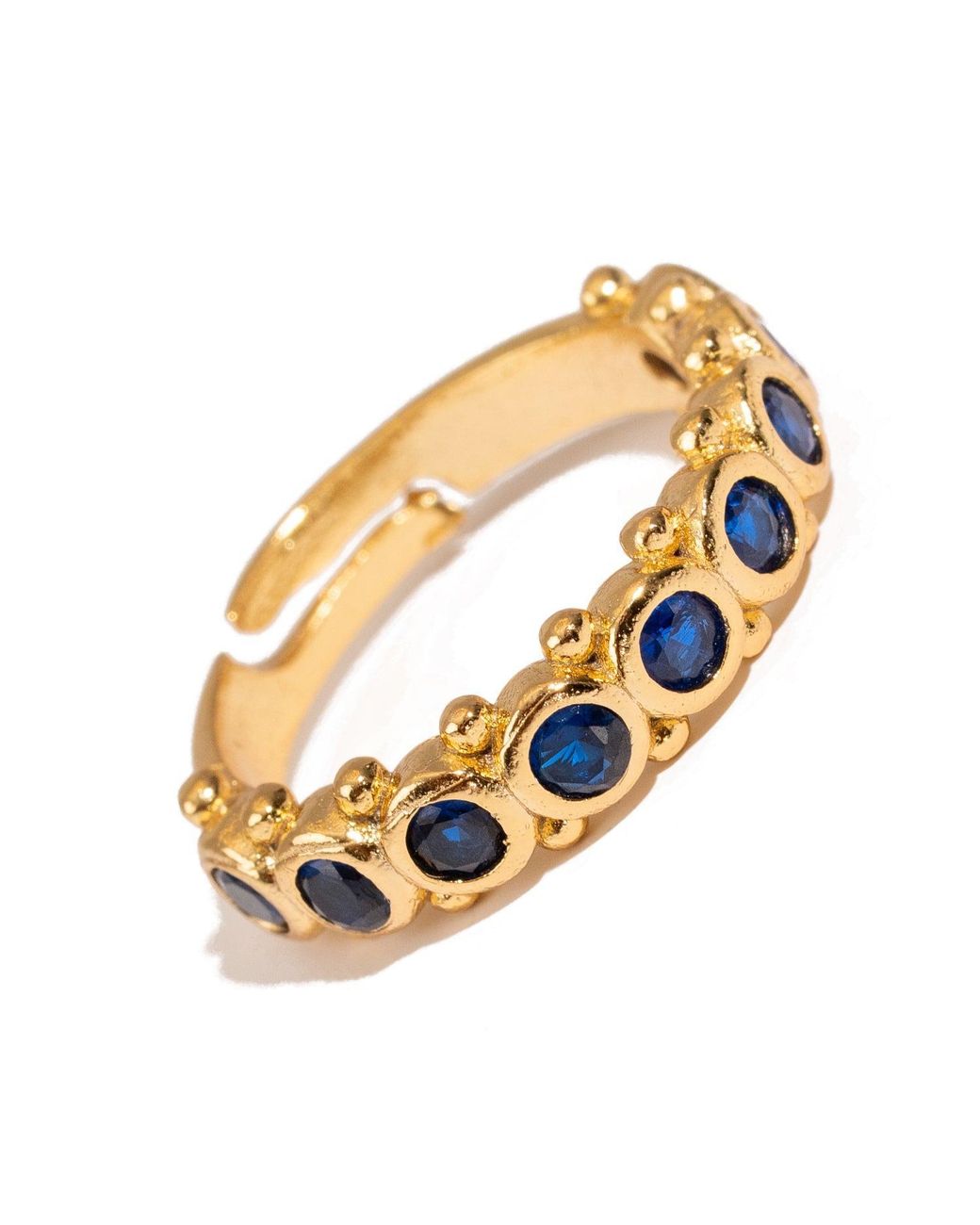 Ebru Jewelry Metallic Majestic Sapphire Adjustable Statement Ring