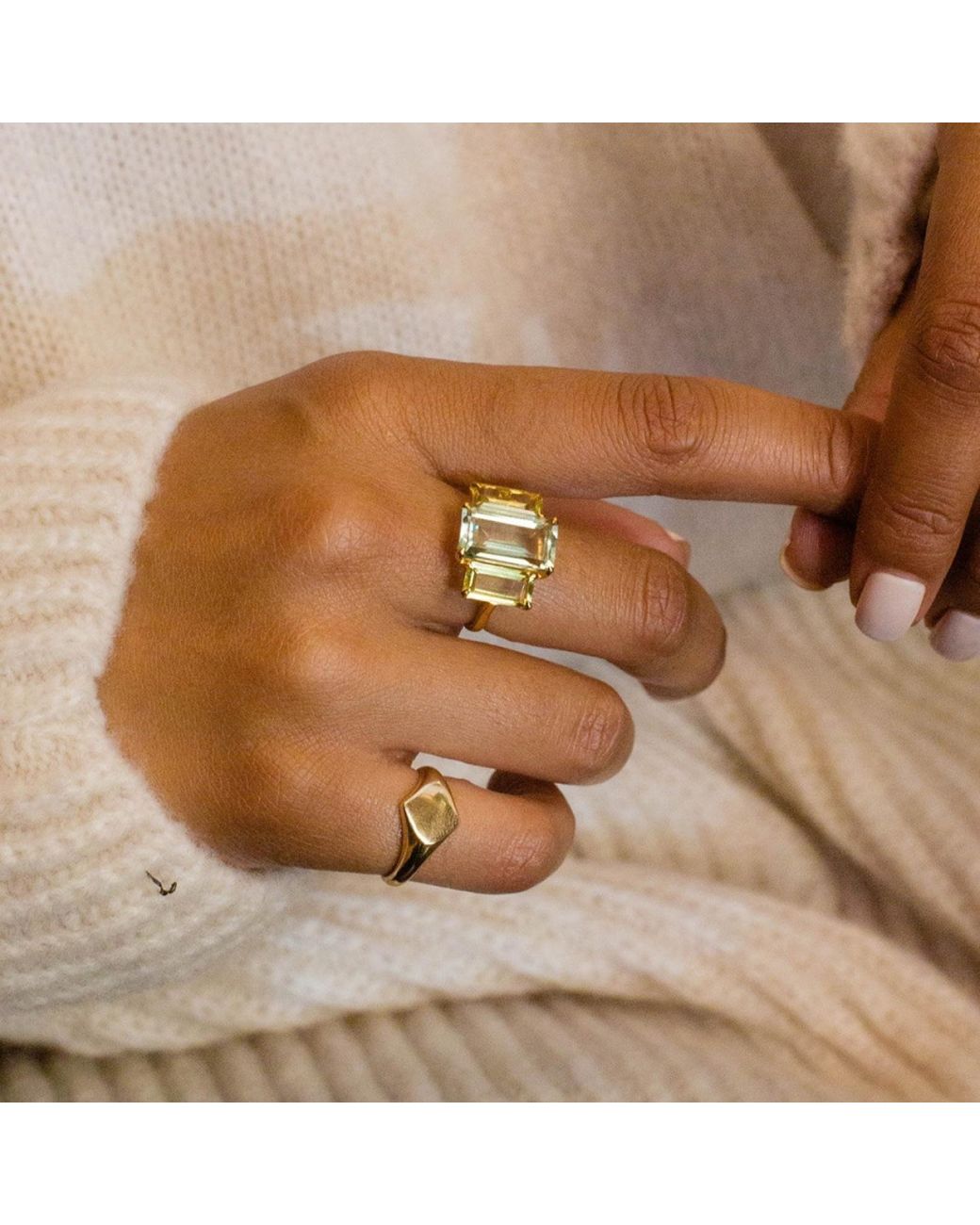 Dinny Hall Metallic Trinny Amethyst & Oro Verde Cocktail Ring
