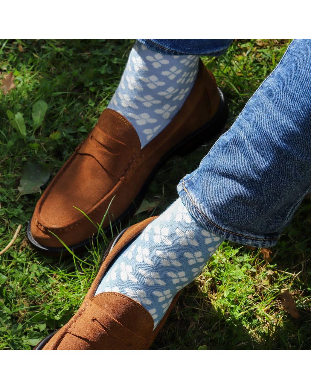 Peper Harow - Made in England Blue Clover Socks for men