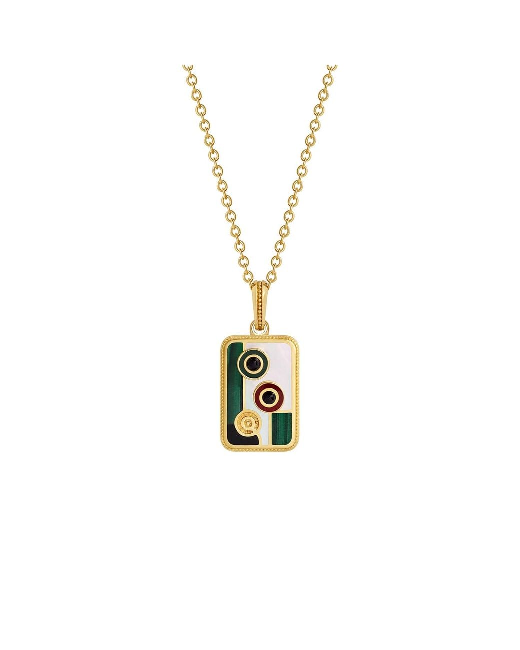 Karma and Luck Metallic Bold Harmony Two Dot Multi-Stone Mahjong Necklace