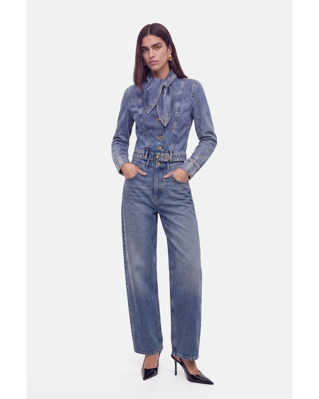 Nocturne Blue High-Waist Barrel Leg Jeans