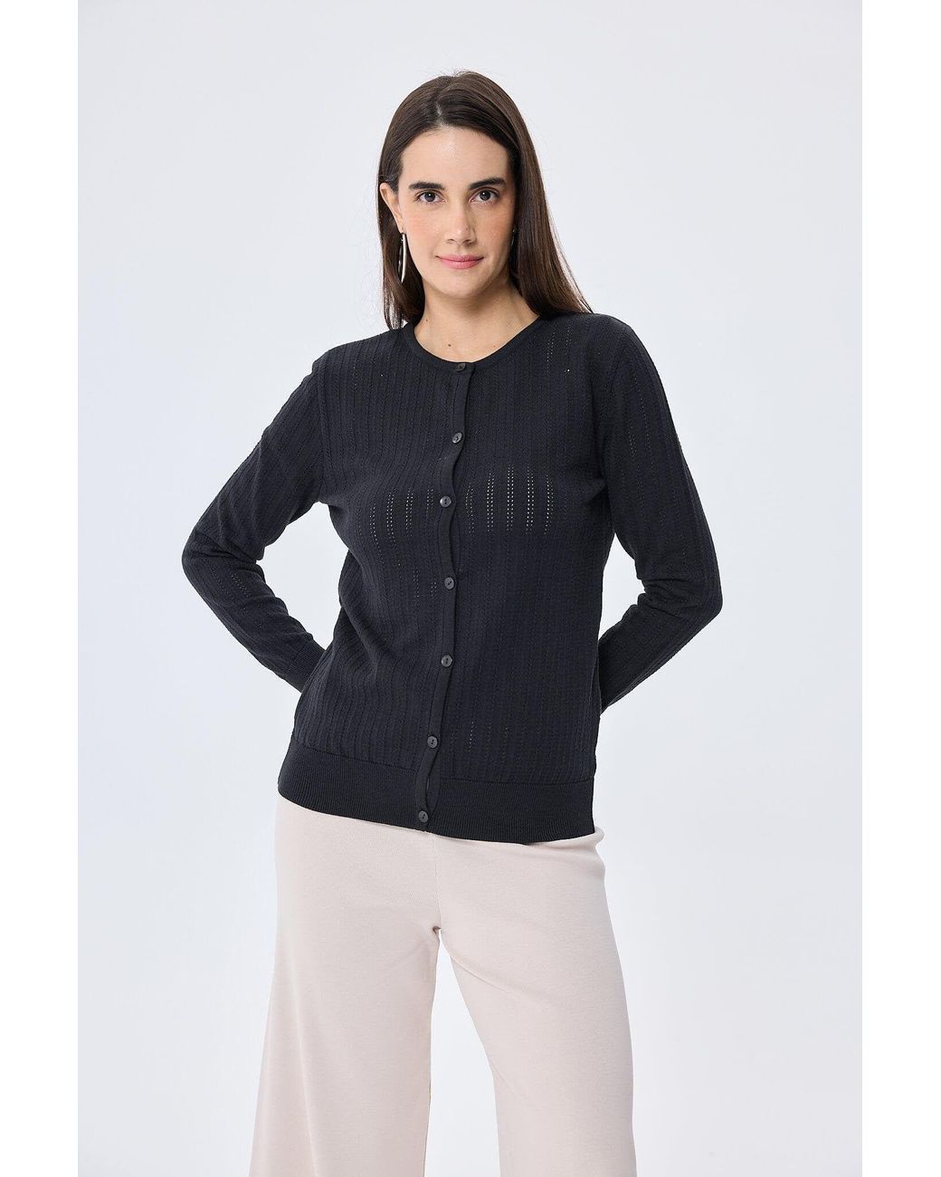 Peraluna Blue Celine Openwork Knit Cardigan