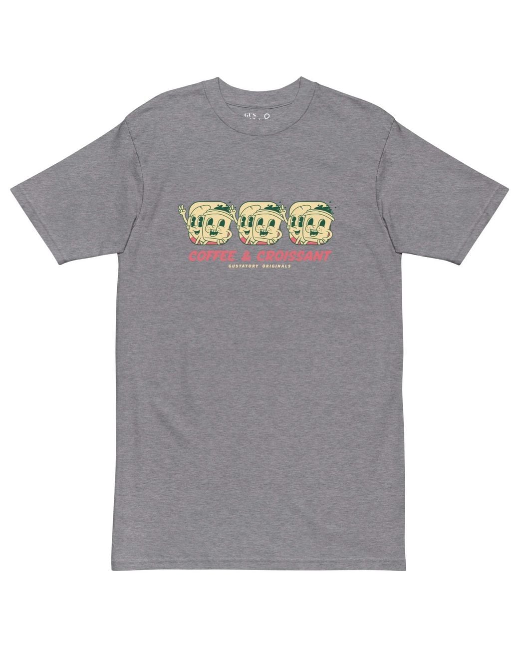 Anchor and Crew Gray Heather Gustatory Originals Coffee & Croissant Heavy Cotton T-Shirt