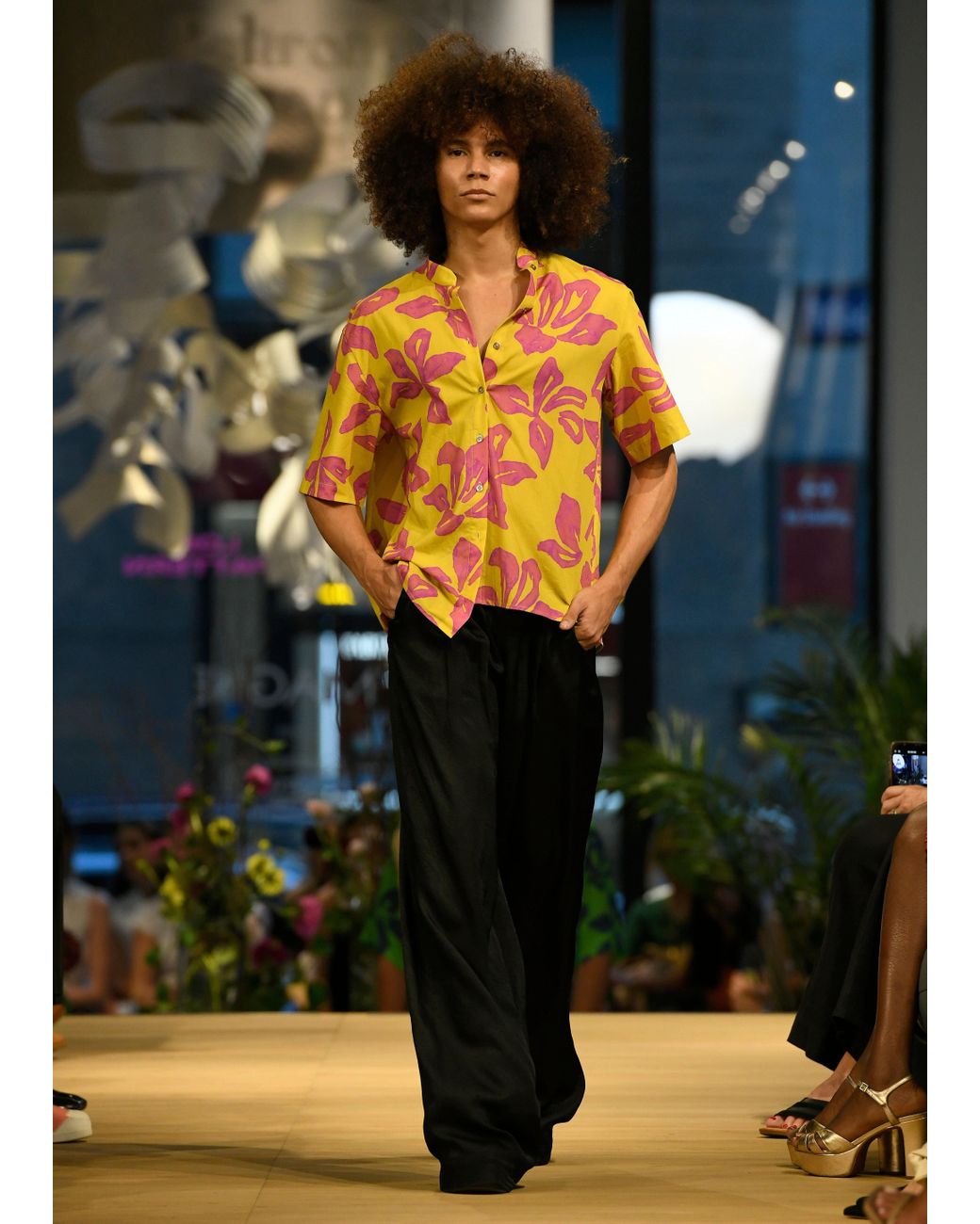 Lost Pattern Metallic Tropical Bliss Oversized Shirt