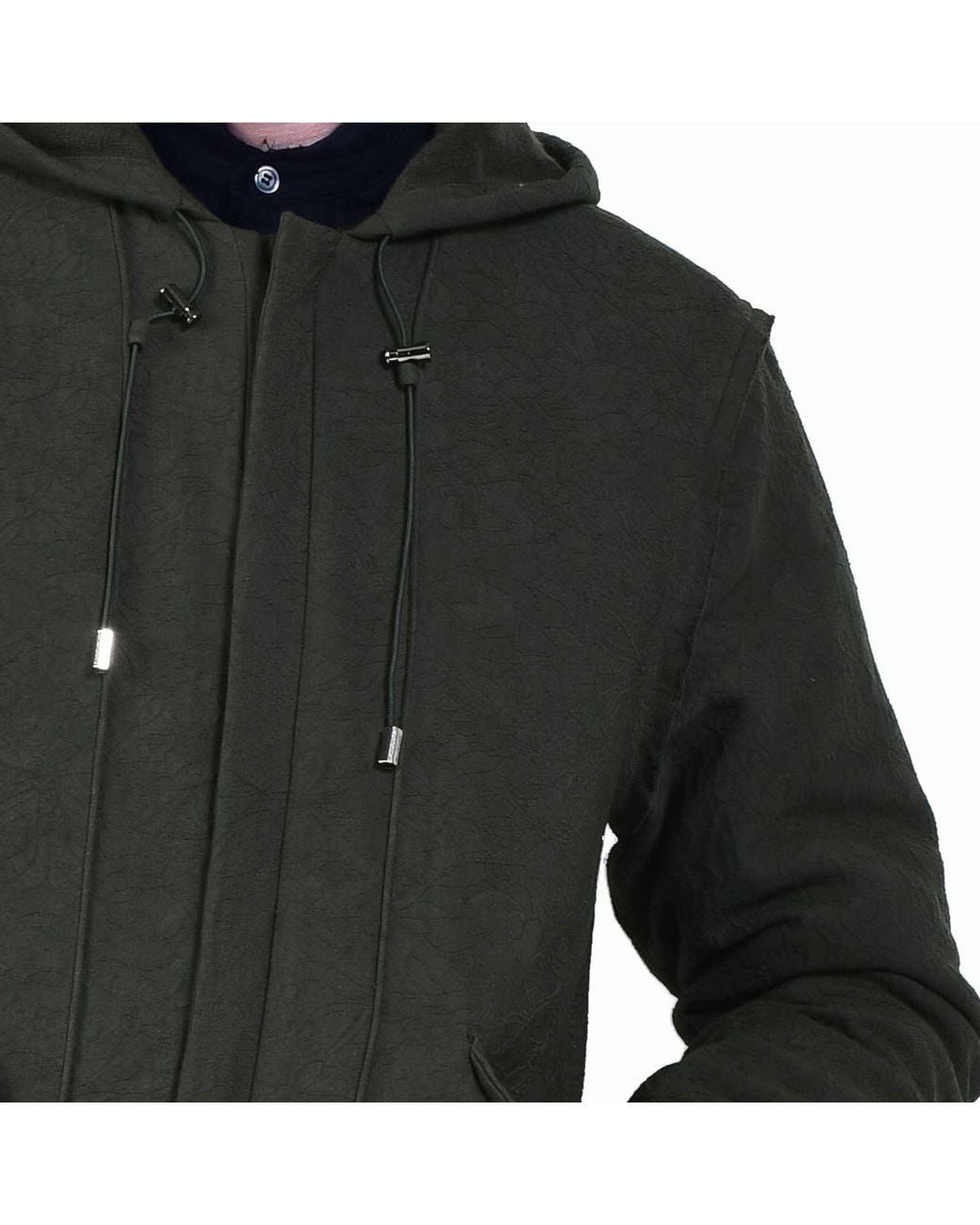 Smart and Joy Green Hooded Cotton Jacquard Jacket for men
