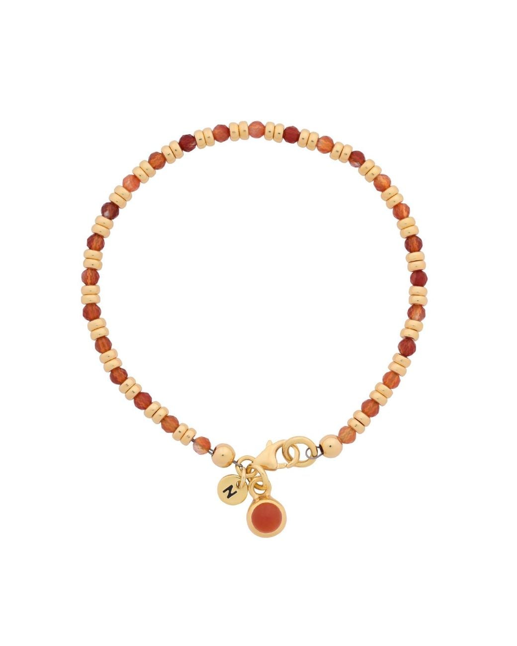 Nellou Jewellery Brown Linear July Birthstone Bracelet Carnelian Plated Sterling