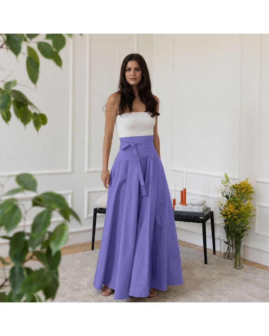 Nikka Place Purple High Waisted A-Line Maxi Skirt