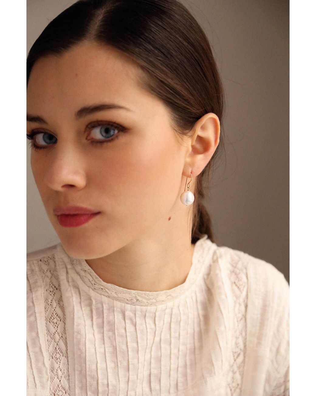 Katy Faye Metallic Olivia Pearl Earrings