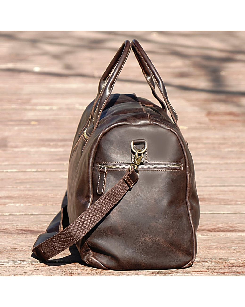 Touri Green Genuine Leather Weekend Bag for men