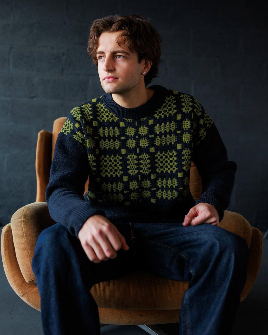 Mabli Blue Carthen Lambswool Gansey for men
