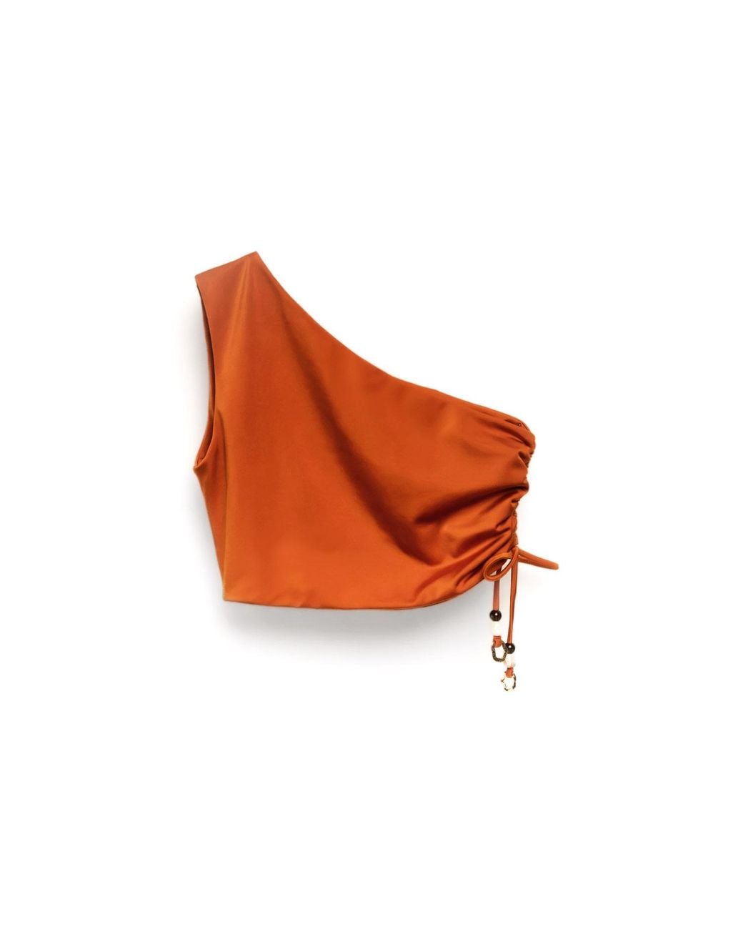 Duskitten Orange Bloomline Dew One-Shoulder Top