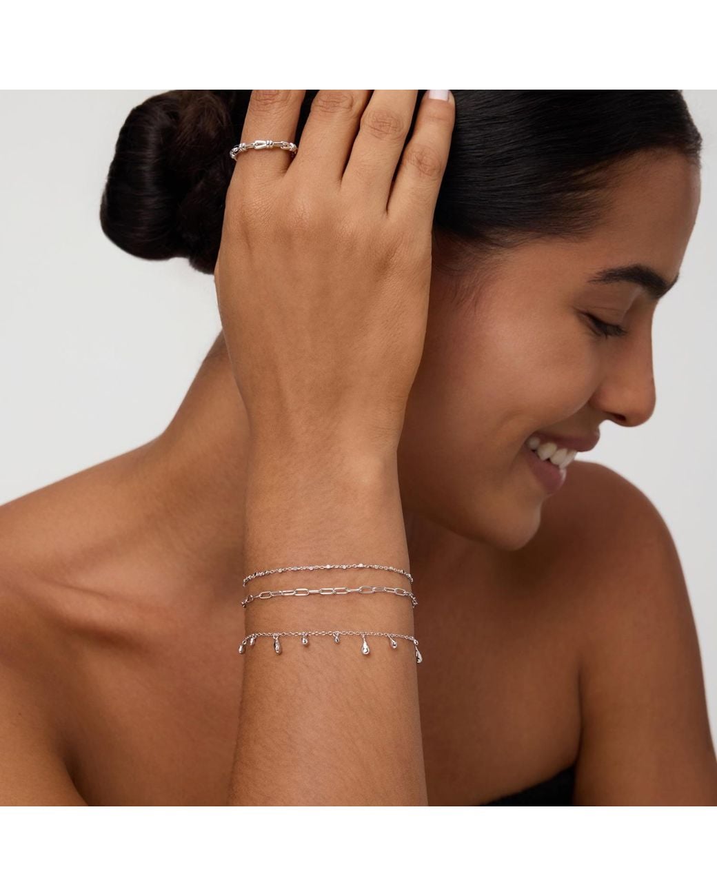 Vanhi Metallic Rhea Molten Cascade Bracelet
