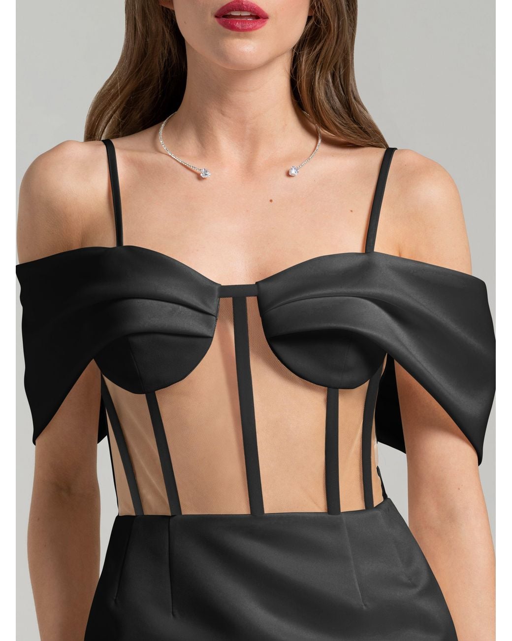 Tia Dorraine Black Belle Of The Ball Satin Mini Dress