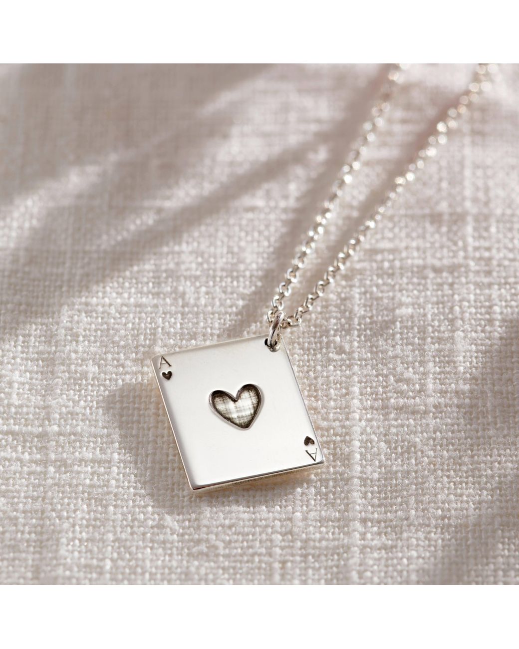 Posh Totty Designs Metallic Ace Of Hearts Playing Card Charm Necklace