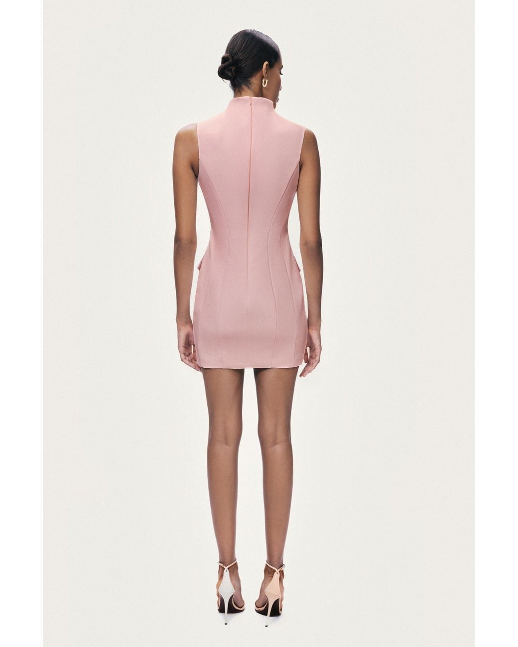 Nocturne Pink Mandarin Collar Mini Dress