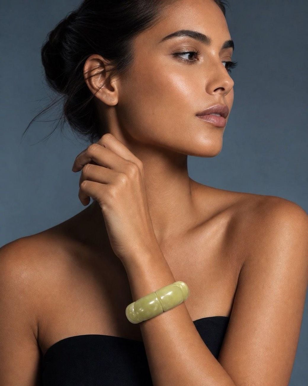 Saéa Green Serpentine Panel Beaded Stretch Bracelet