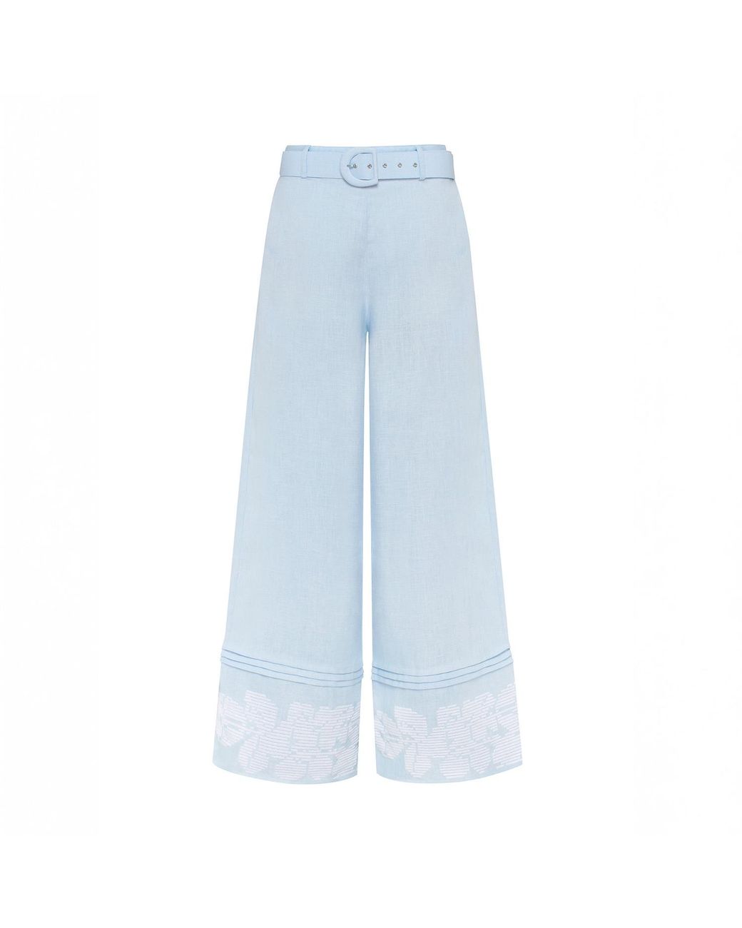 Annabo Blue Desert Rose Wide-Leg Linen Pants