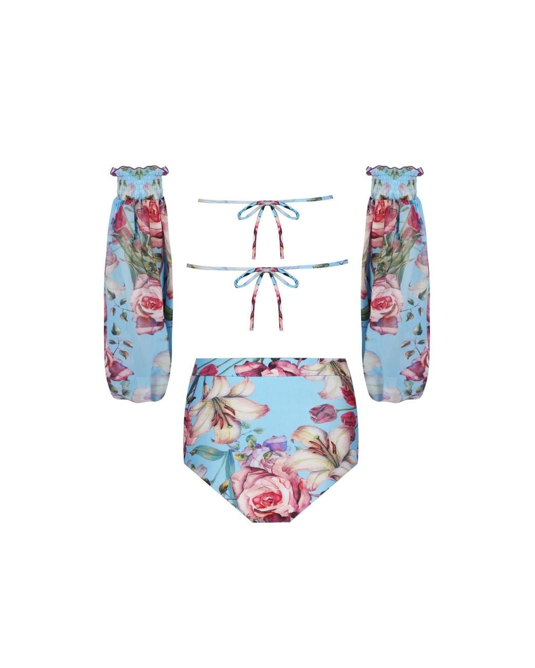 Nur Karaata Blue Sun Sleeve Blu Bikini Set