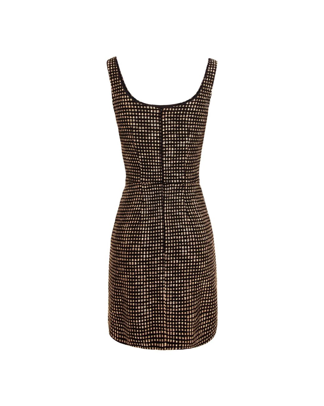 AVENUE No.29 Brown Bodycon Short Tweed Dress With Rounded Neckline