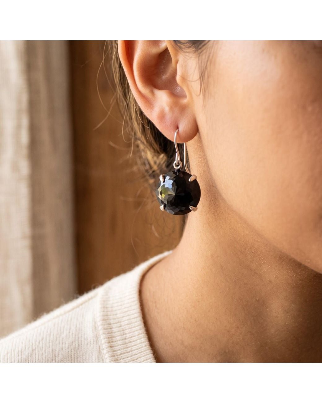 Heather Hawkins Jewelry Black Radiate Gemstone Drop Earrings