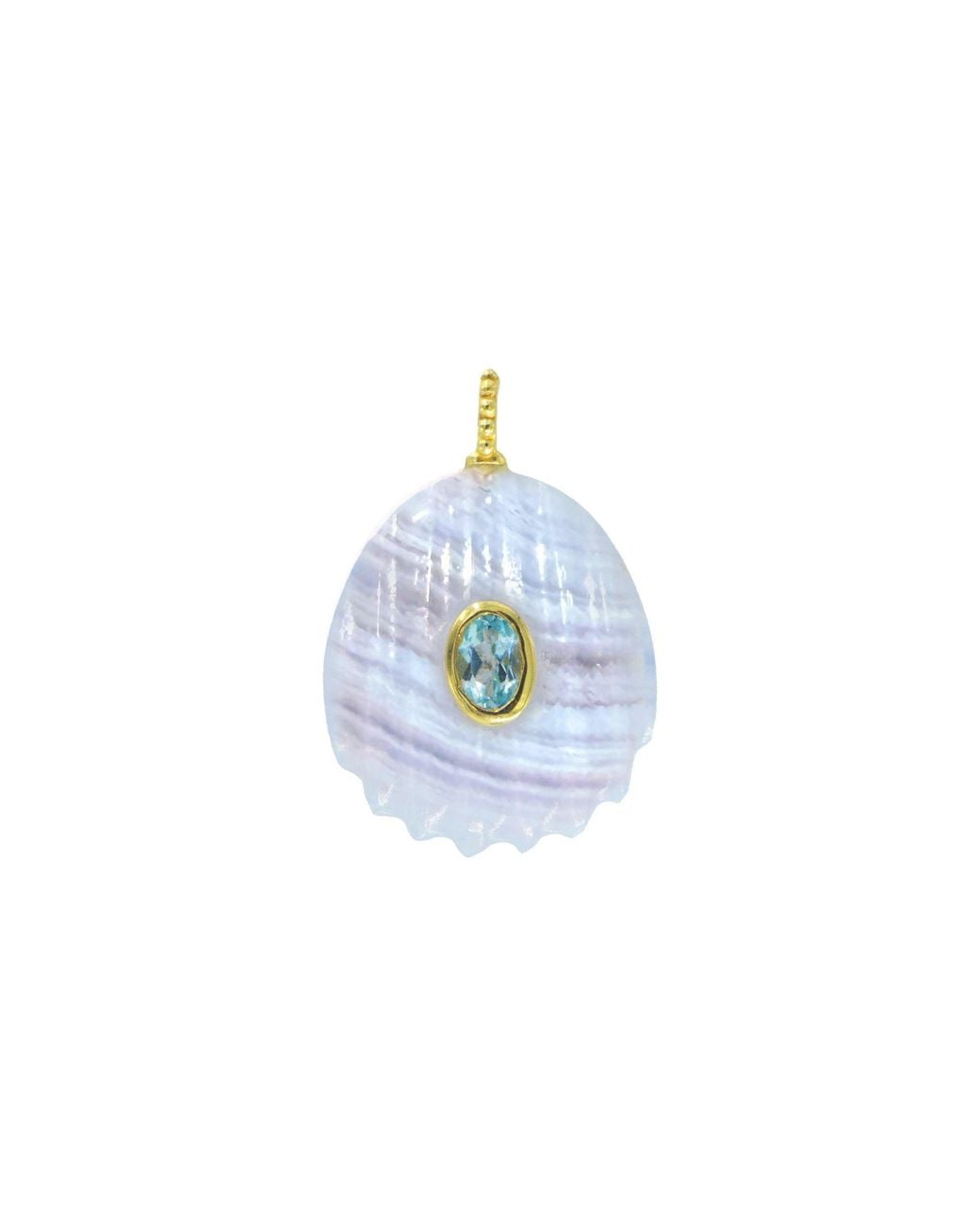 KAMARIA Blue Lace Agate Gemstone Pendant With Topaz
