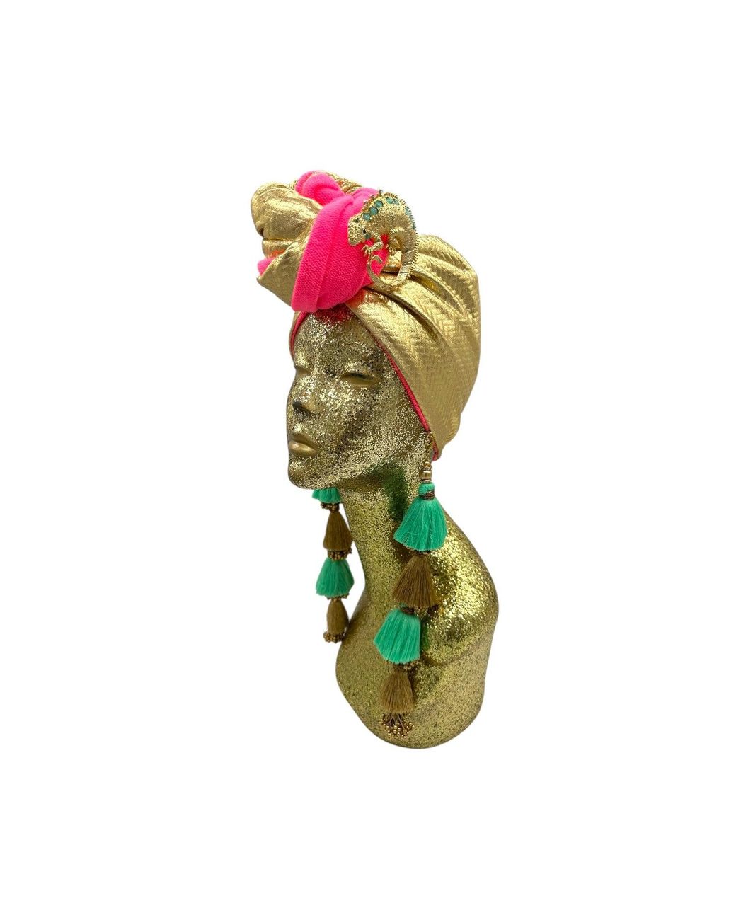 Julia Clancey Red Golden Zia Lizard Reversible Dorado Turban