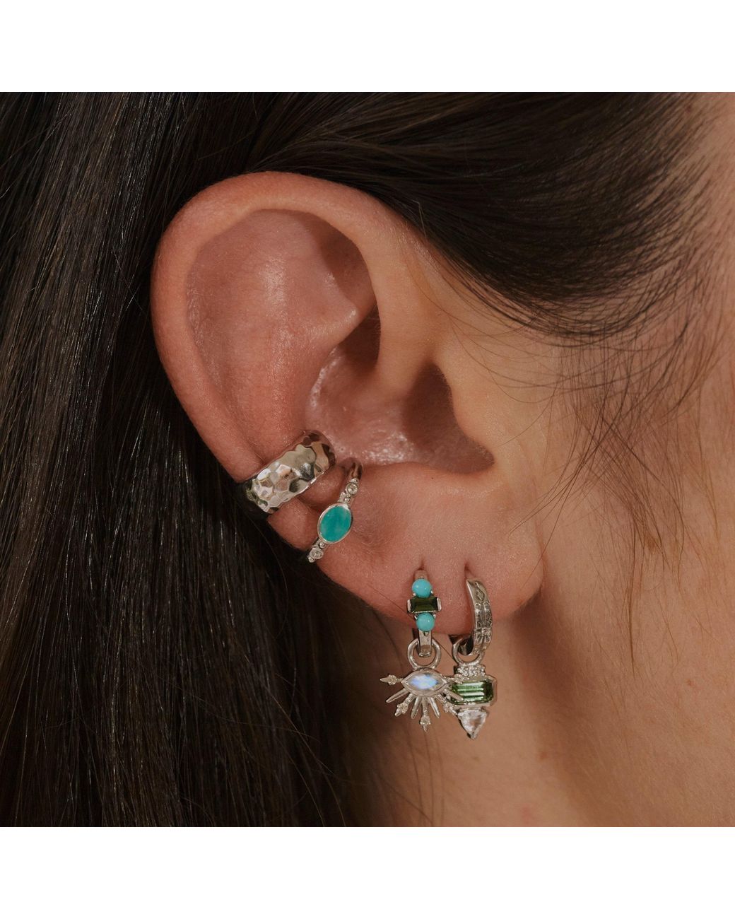 Zohreh Blue Amazonite & Sapphire Ear Cuff Sterling