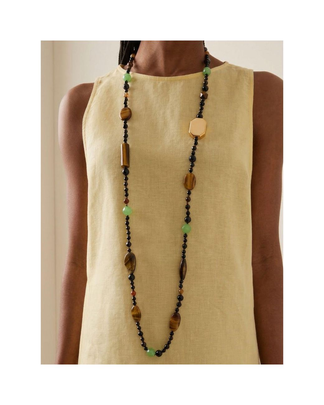 Jaredjamin Metallic Sorrento Gemstone Knotted Necklace