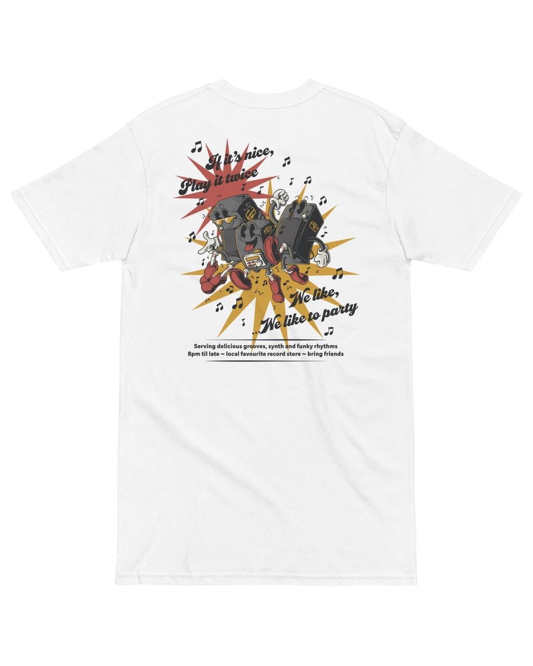 Anchor and Crew White If It's Nice Play It Twice Disco! Heavy Cotton Embroidered T-Shirt