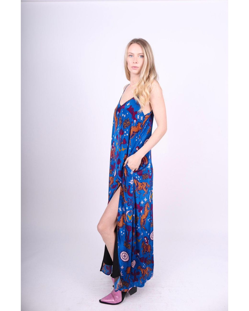 Any Old Iron Blue Easy Rider Star Viscose Dress