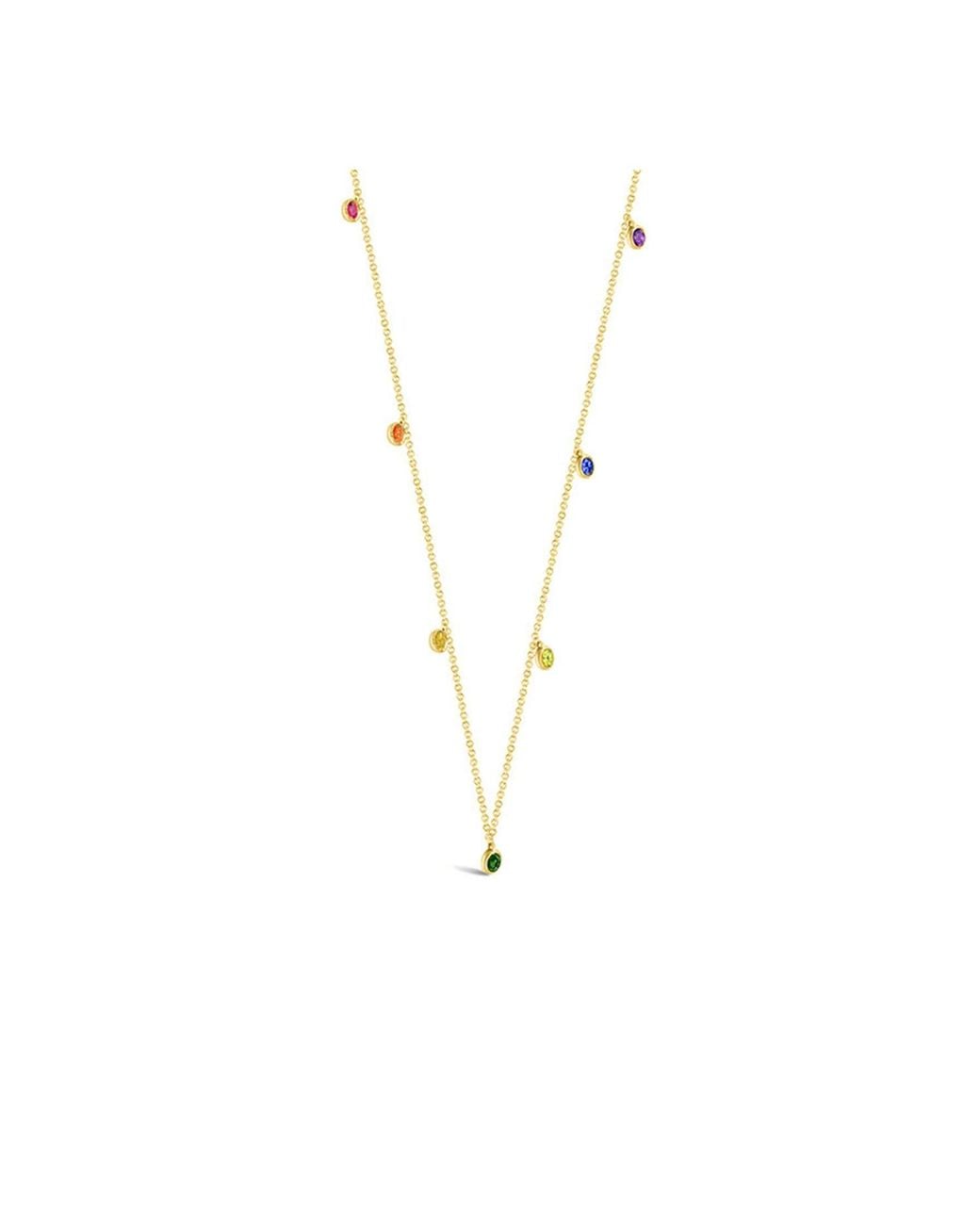 Genevieve Collection Metallic 18K Raindow Color Gemstone Necklace Choker