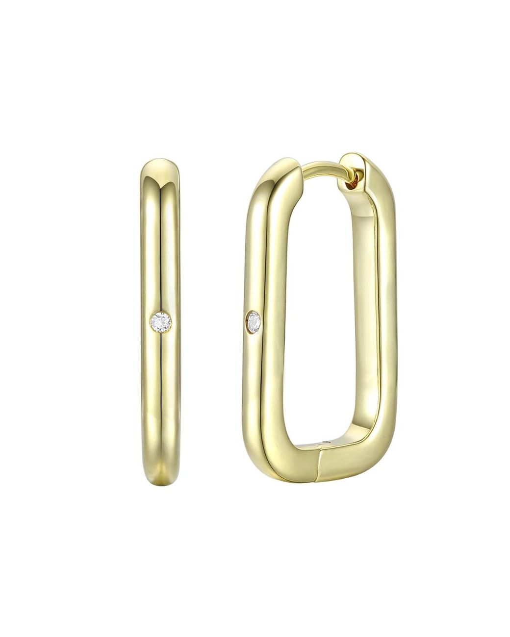 Genevive Jewelry Metallic Plated With Clear Cubic Zirconia U Hoop Earrings