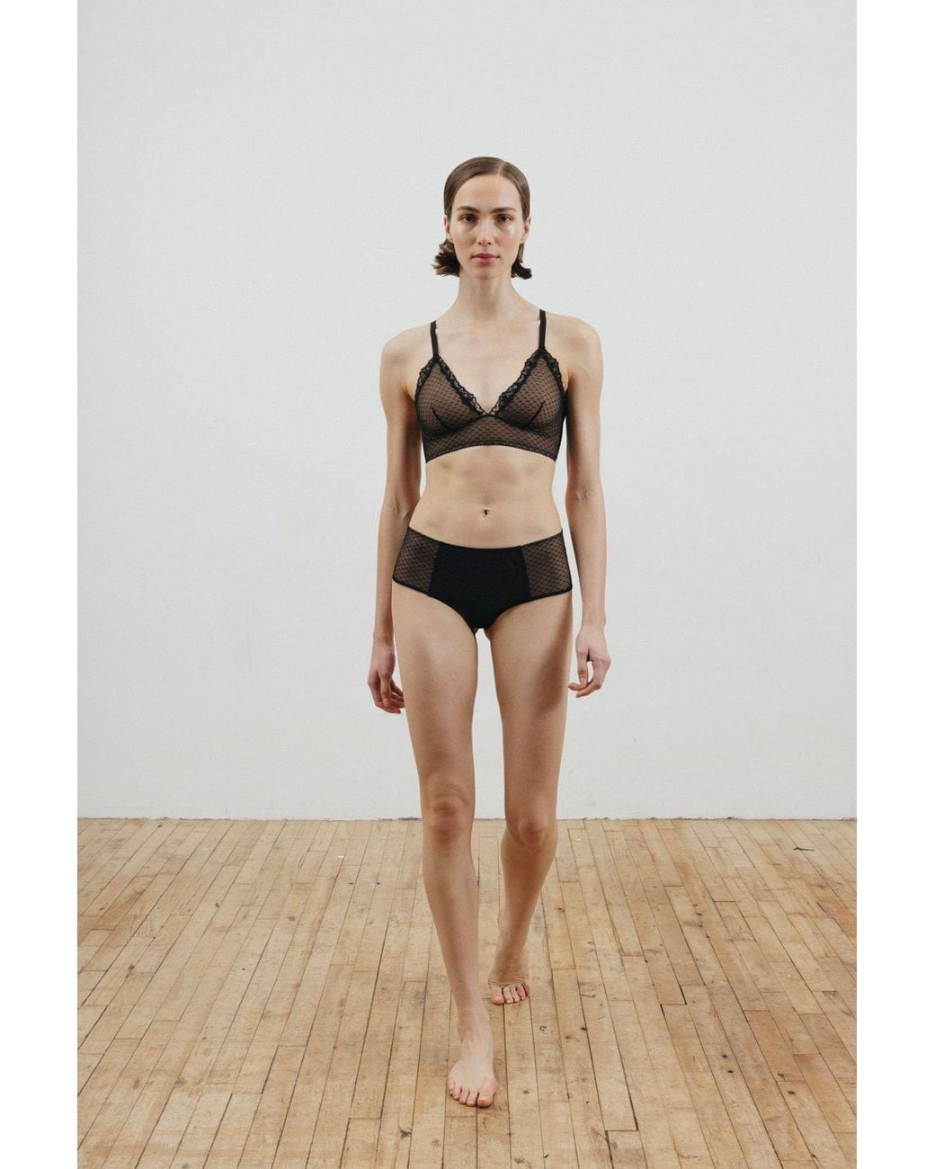 Verdant Intimates Black Dot Mesh Boyshort