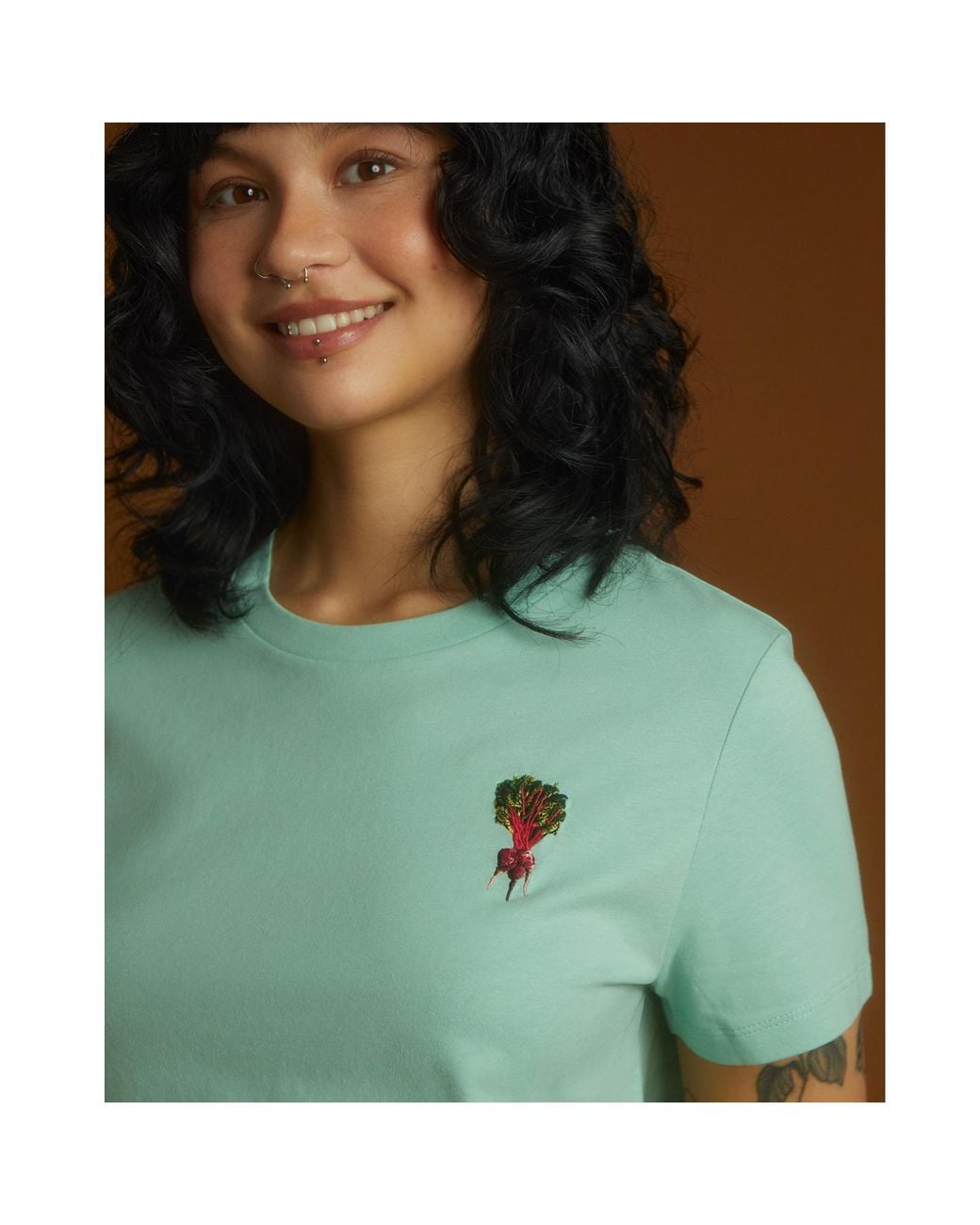INGMARSON Green Beetroot Embroidered Organic Cotton T-Shirt