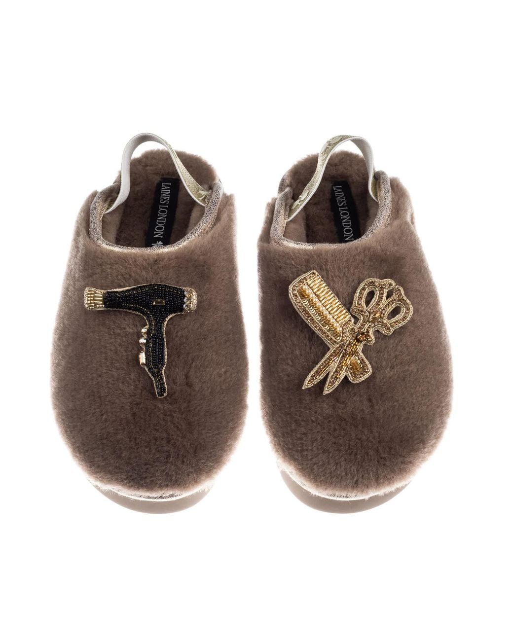 Laines London Brown Neutrals Flatform Cloud Closed Toe Slippers With Hairdresser Brooches