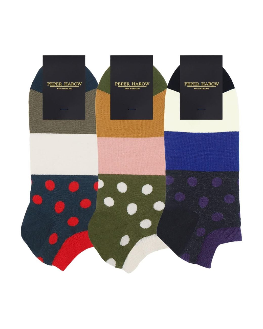 Peper Harow - Made in England Blue Mayfair Trainer Socks – Bundle for men