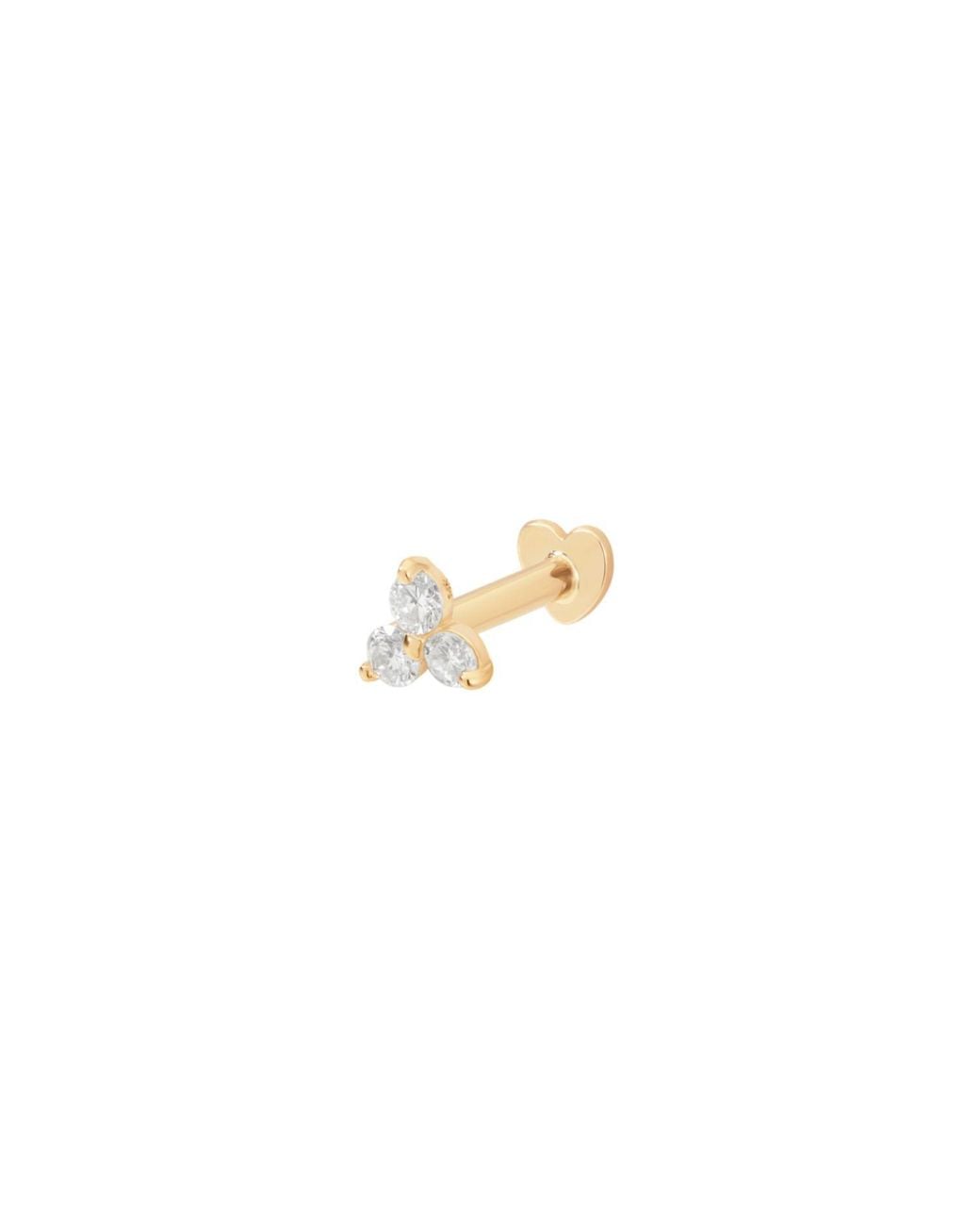 Vanhi Metallic 14K Solid Lab-Grown Diamond Trinity Flat Back Stud