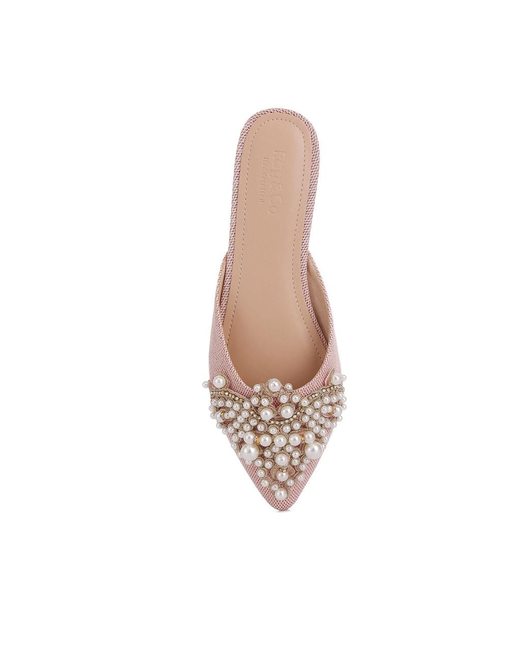 Rag & Co Pink Astre Pearl Embellished Shimmer Mules
