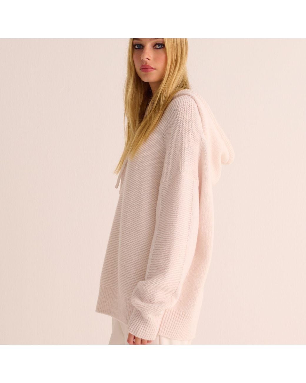 Mamu Dream White Ivory Alpaca Blend Hoodie
