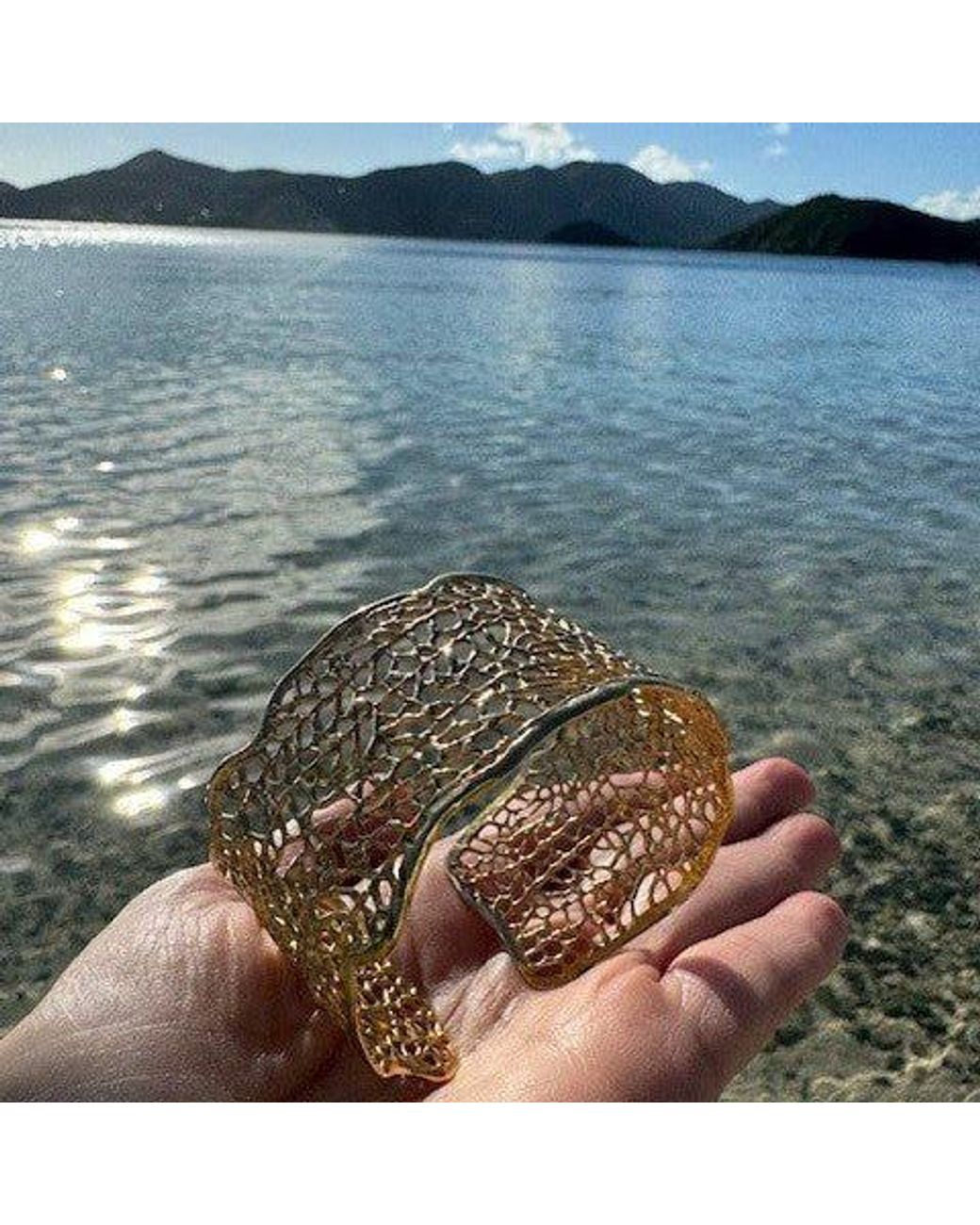 Lexi Jewelry Metallic Sea Goddess Organic Sea Fan Cuff Bracelet