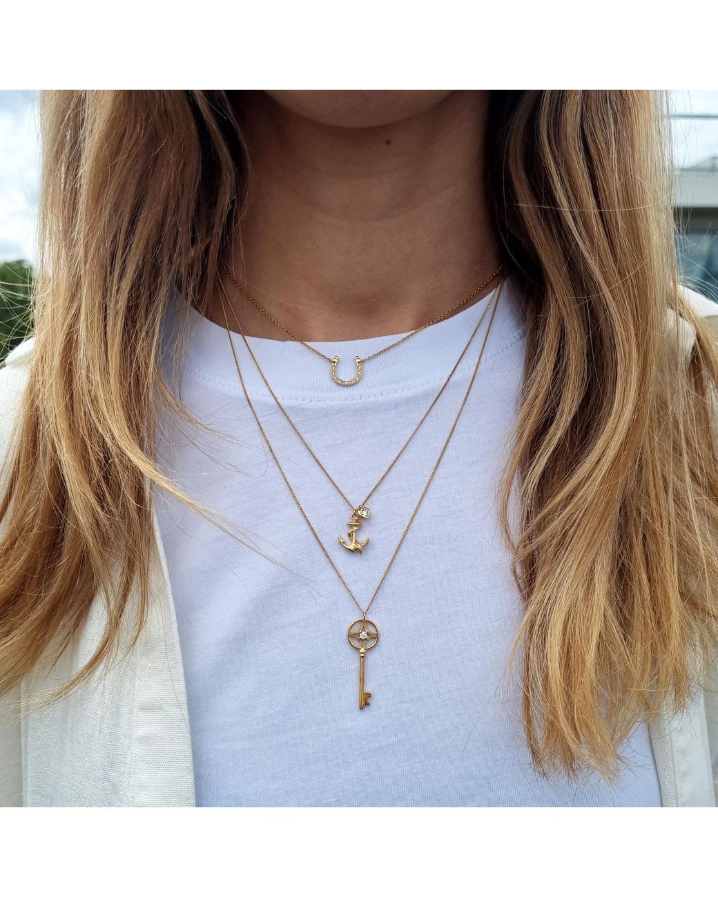Lee Renee Metallic Lucky Diamond Horseshoe Necklace