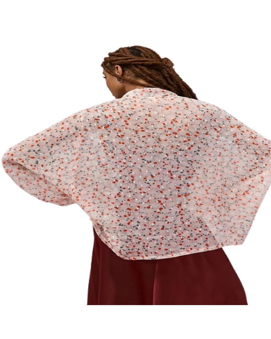 Saachi Natural Tie Front Floral Kimono