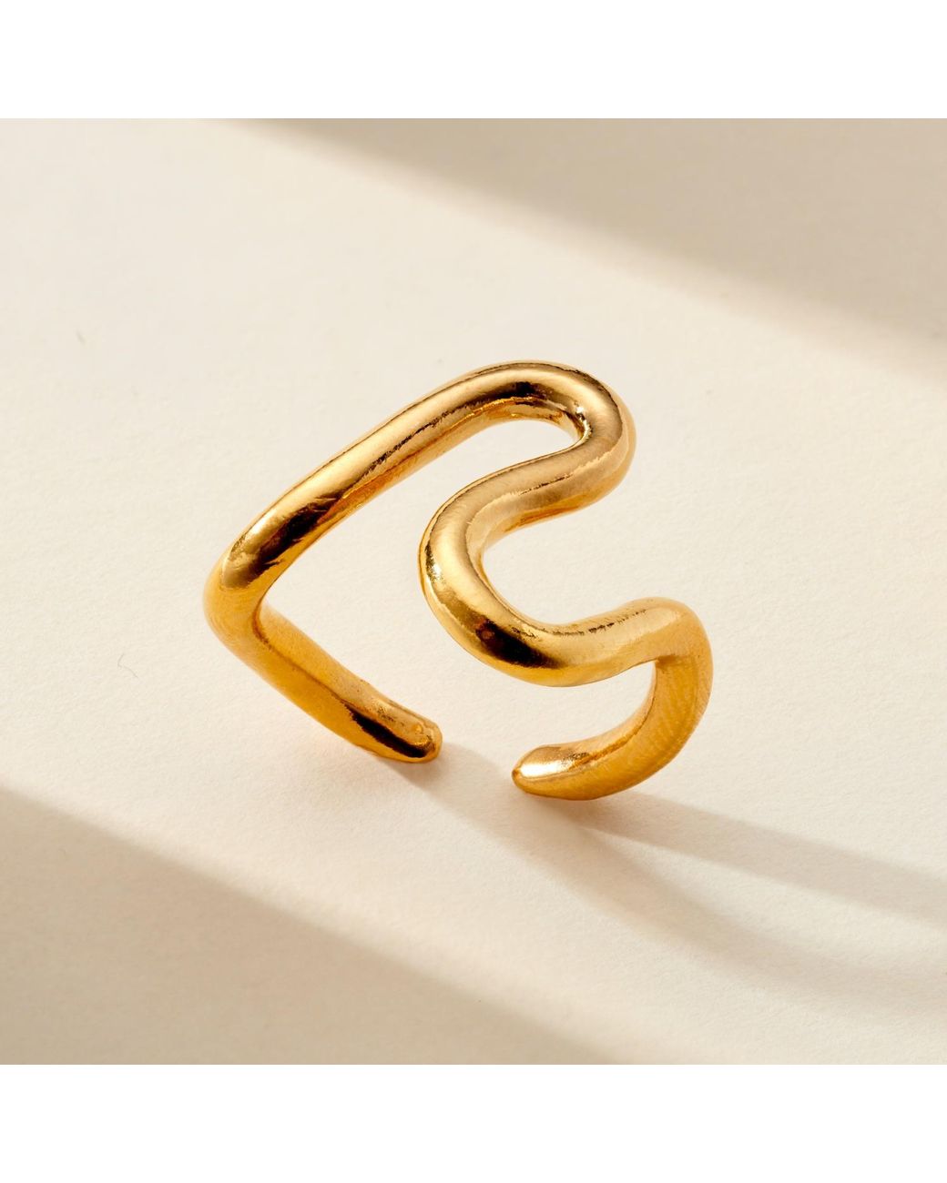 Posh Totty Designs Metallic Gold Plated squiggle Open Ring
