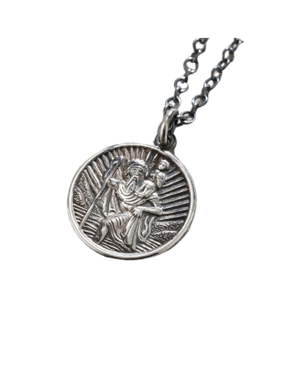 Posh Totty Designs Multicolor Men's Oxidised Sterling Silver St Christopher Necklace for men