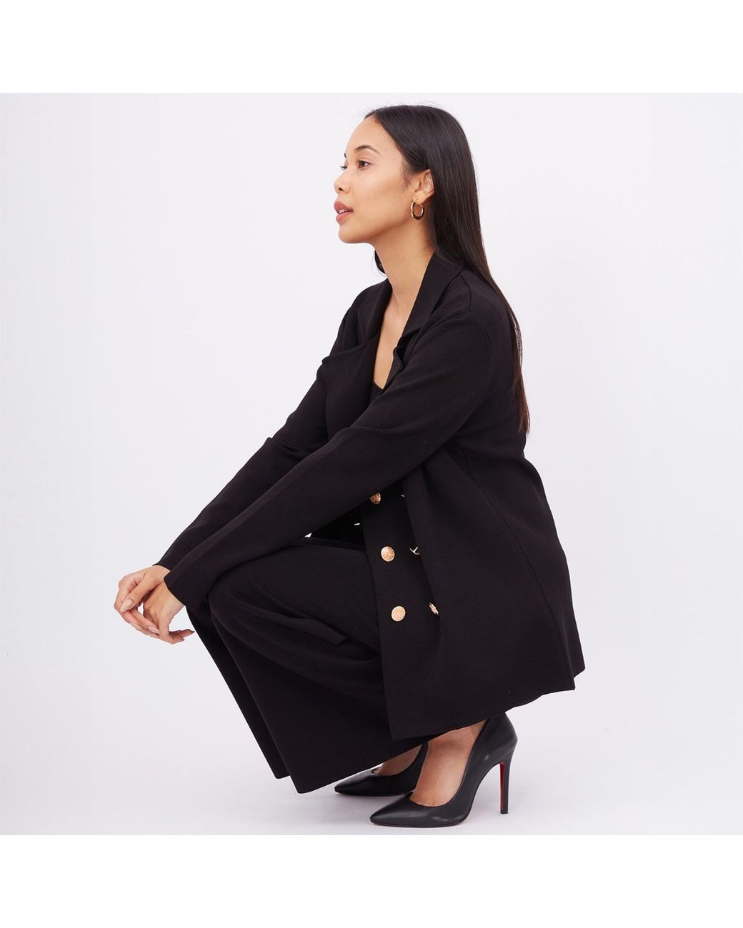 Peraluna Black Katherine Standard Cut Knit Blazer