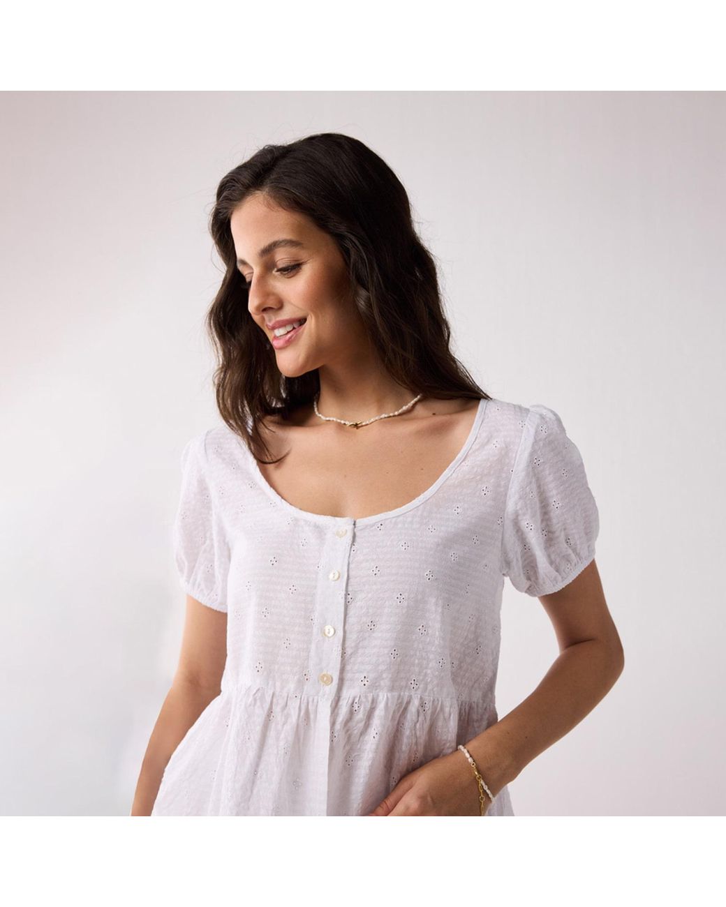 REISTOR Purple Embroidered Peplum Top With Puff Sleeves